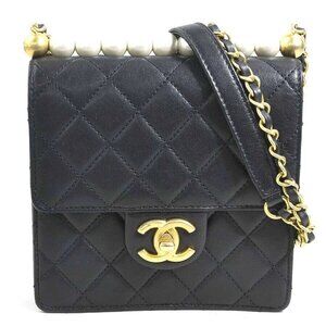 Auth CHANEL Matelasse Crossbody Shoulder Bag Black/Off White Leather